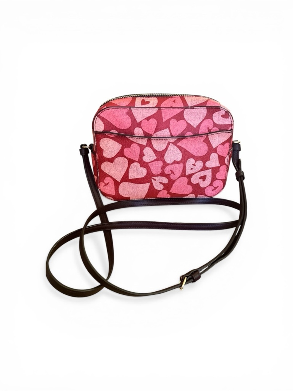 Coach Heart Print Crossbody Camera Bag Pink Red Valentine Style Gold Hardware - Picture 9 of 9